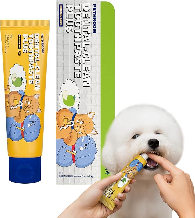 PETHROOM Pet Dental Clean Toothpaste for Dogs & Cats – Fresh Breath & Plaque Control, Gentle Formula – Apple Flavor, Net Wt 2.1 oz