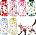 Kacctyen 6 Set Cat Recovery Suit After Surgery Female and Male Cat Kitten Surgery Suit E Collar Alternative Pajama Kitty Clothes for Spay Abdominal Skin Anti Licking(Fruit,Medium)