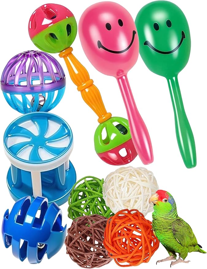 10-Pack Bird Toys – Colorful Fun for Conures, Budgies, Parakeets & Small Birds (1.5'' - 5.5'')