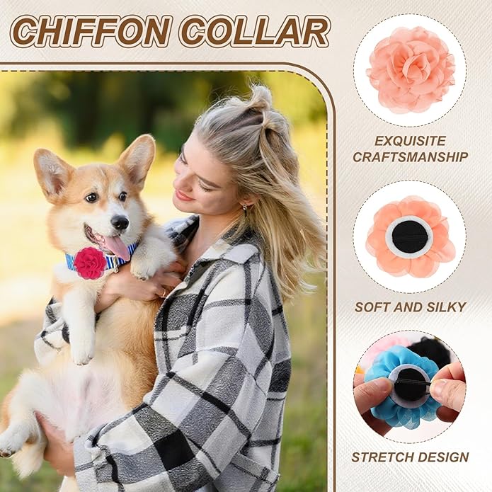 Dog Collar Flowers, Pet Flower Charms Soft Chiffon Cat Collar Bow Tie Floral Grooming Supplies, Intended for Dog