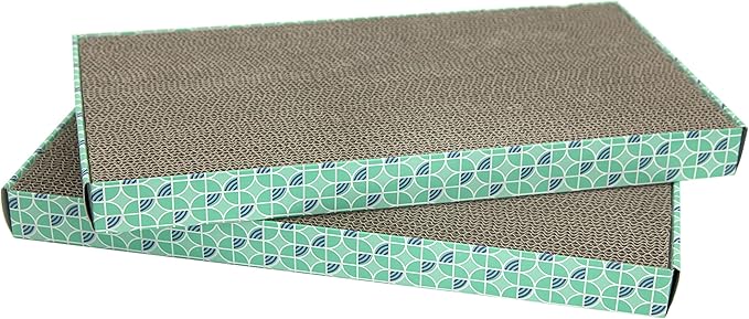 Kitty City Cat Scratcher– 2-Pack Durable Corrugated Cardboard Scratch Pads with Catnip – Double-Sided for Longer Use, Cat Claw Maintenance & Furniture Protection - Size: 10" x 18"