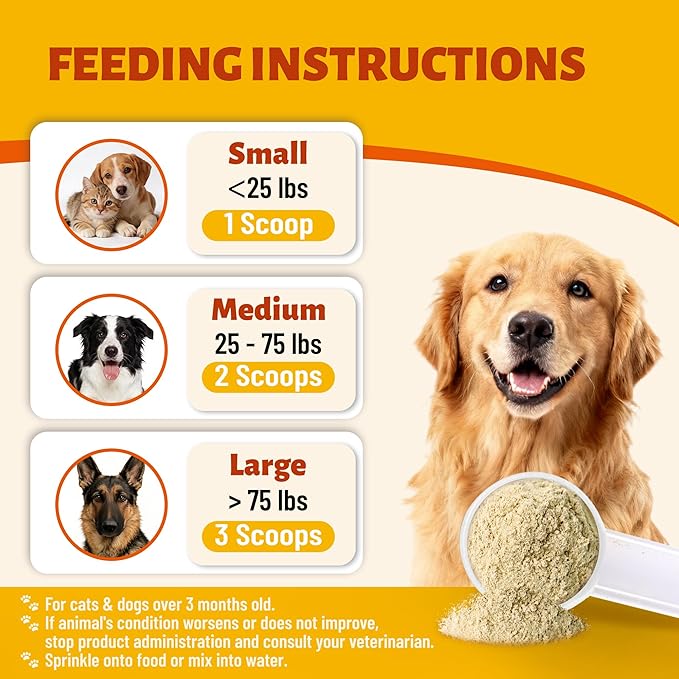 22-in-1 Dog Vitamins Powder All-in-One Multivitamin for Dogs & Cats, Colostrum, Taurine, Itch Relief, Immune Support, Digestive Support, Chicken Flavor Pet Vitamins and Supplements, 3.88oz