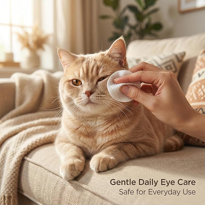 Dog Eye Wipes for Tear Stains – 150 Count Textured Pads with Vitamin B5, C & Aloe – Gently Removes Discharge, Mucus & Crust – Whitening & Soothing Grooming for Cats & Dogs