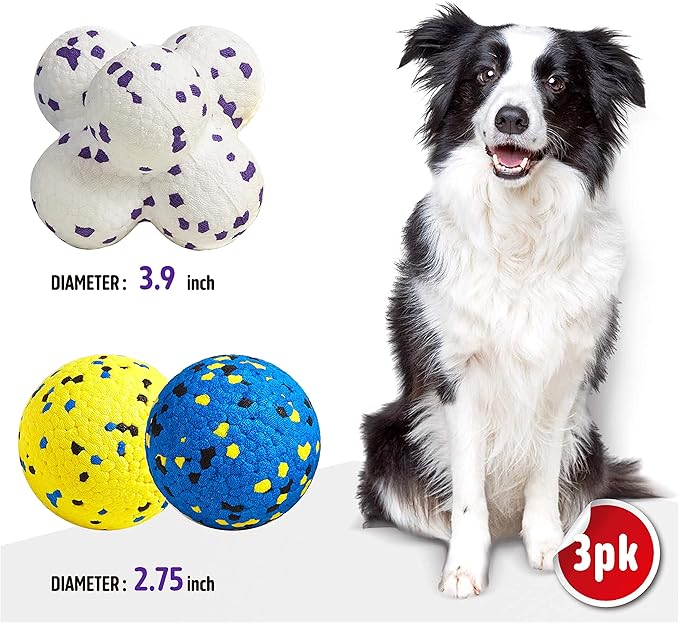 Dog Balls Tennis Ball Dog Toys for Aggressive Chewers, Floating Water Toy, Teething & Fetch Toy for Large Medium Small Dogs and Puppies (1 Ball)