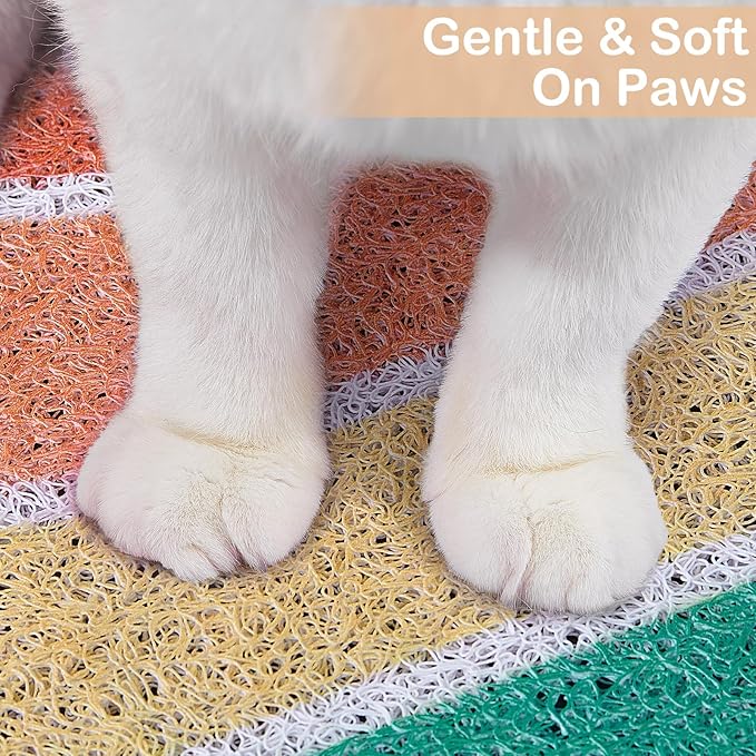Unicorn Catcher Cat Litter Mat Quality Litter Box Mat Large Non-Slip Cat Litter Mat Litter Trapping Mat Soft Kitty Litter Mat Compatible Two Litter Boxes Cat Products Easy to Clean,Orange,XL