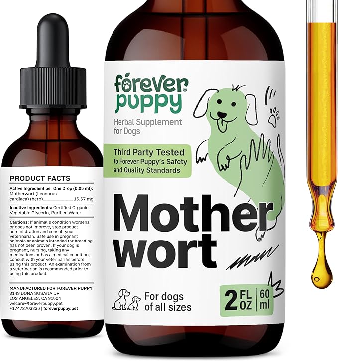 Forever Puppy Motherwort Drops for Dogs - Heart Support - Motherwort Herb Extract Supplement - Liquid Dog Vitamins and Supplements - Sugar & Alcohol-Free - 2 fl oz