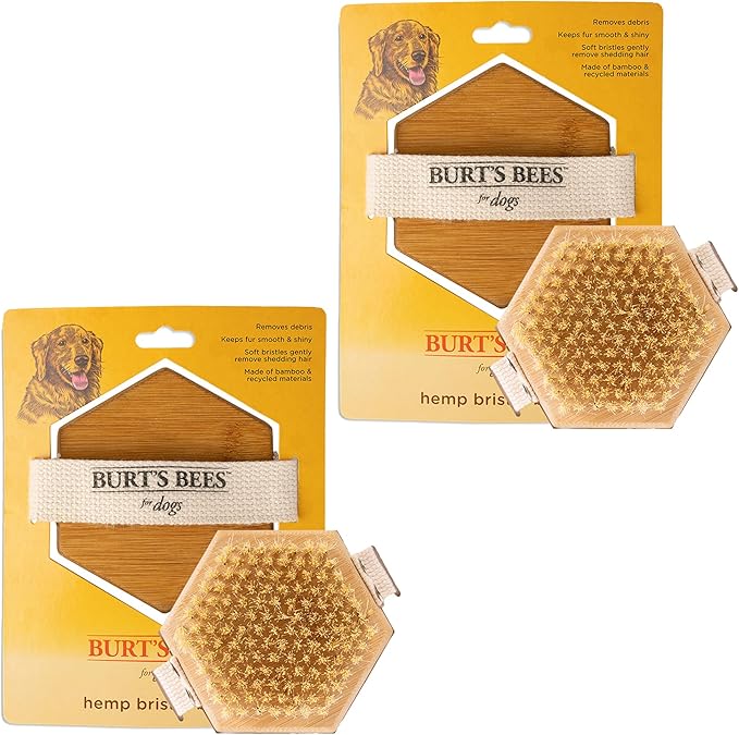 Burt's Bees for Pets Palm Brush with Hemp Bristles - Ergonomic Dog Brush To Groom Large Dogs - Easy to Hold Handle Reduces Stress On Your Wrist - Ideal for Daily Grooming - 2 Pack