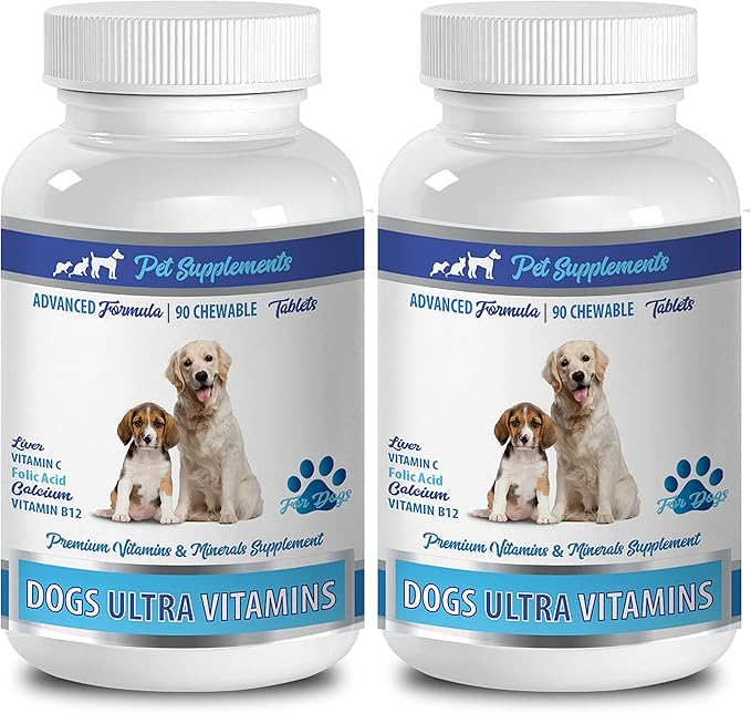 Vitamins for Dogs Immune System - Dog Ultra Vitamins - Minerals - Essential NUTRIENTS - Premium and Natural - Dog Calcium Chews - 2 Bottles (180 Chews)