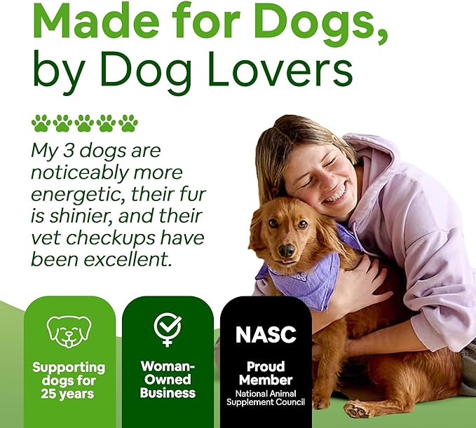 Superfood Multivitamin Powder - Dog Vitamins and Supplements, Organic Kelp, Spirulina, Sea Moss for Homemade Food, Kibble and Raw Meals, Energy, Immune, Joint & Skin Support for All Ages
