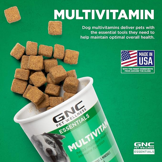 GNC Pets Essentials Dog Multivitamin Soft Chews with Salmon Oil, Bacon Flavor Daily Vitamin and Mineral Supplement for Puppies, Adult and Senior Dogs, Skin Coat and Immune Support, 60 Count - 3 Pack