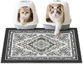 Unicorn Catcher Cat Litter Mat 33" x 22" Non-Slip Litter Box Mat Washable Litter Catcher Mat for Litter Box Indoor Food Mat Supplies Essentials, Black
