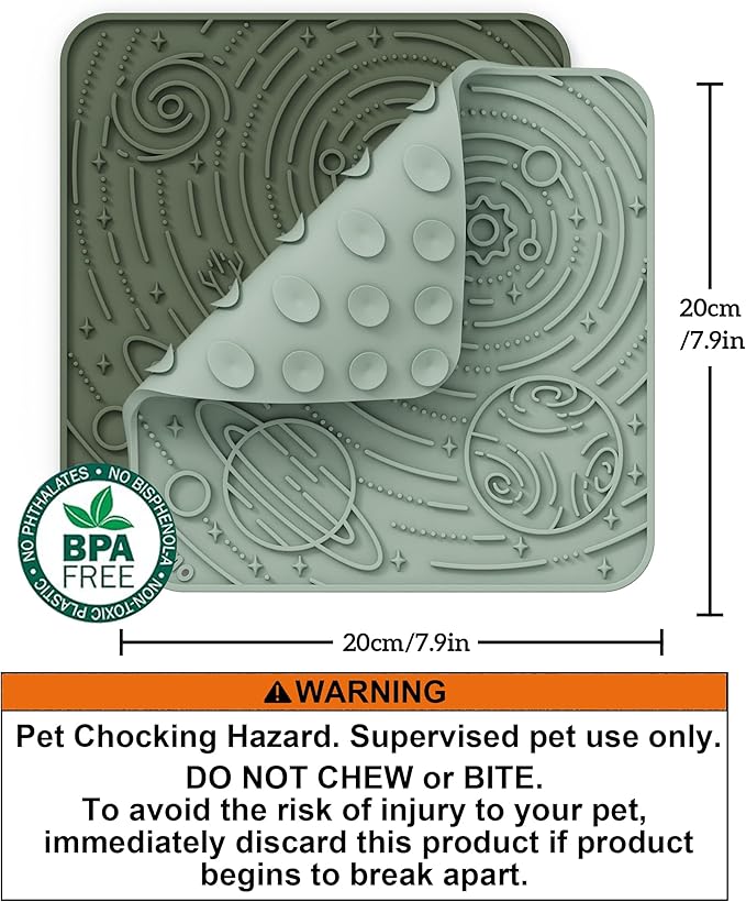 OHMO Lick Mat for Dogs and Cats(Large, Camo&Light Green, 2pcs) Enrichment Accessories Toy Space Star Easy Clean Pet Slow Feeder/Suction Cups, Licking Pad for Anxiety Relief and Boredom Reduction