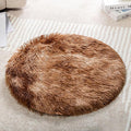 Round Plush Pet Mat Thin Style Pad Mat for Cats, Small Dogs, Rabbits, Guinea Pigs, Washable Soft Sofa mat, for Crate Cat Tree Tower Window Perch (Brown, Medium (19.7inch) - 1pcs)