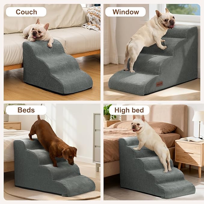 Dog Ramp and Stairs for Small Dogs & Cats,3-Step Pet Stairs for Couch Sofa and Chair,Indoor Anti-Slip Dog Stairs for Old Cats and Puppy