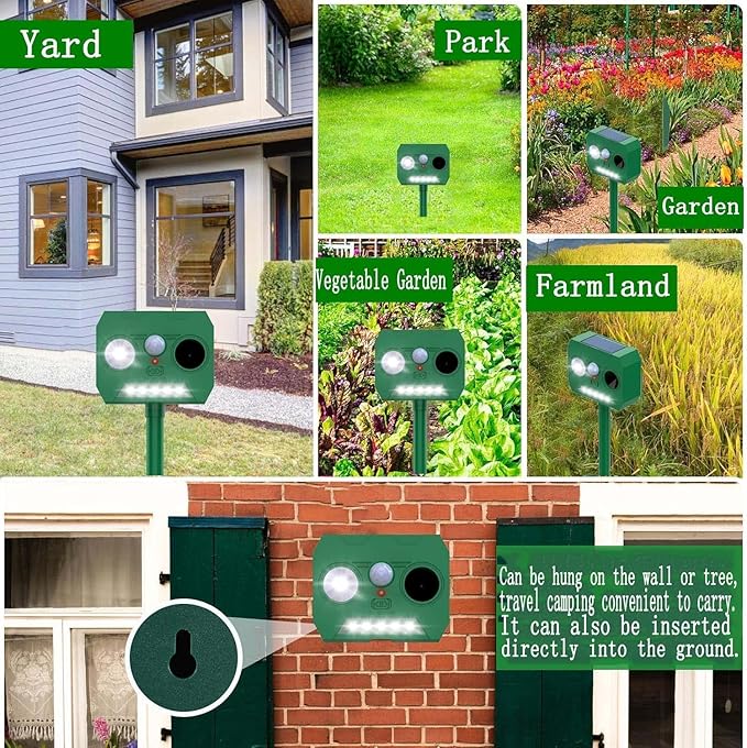 Solar Powered Cat Deterrent 2 Pack - Outdoor Garden & Lawn Protection Device, Weatherproof Design for Effective Cat Activity Reduction, Easy Installation