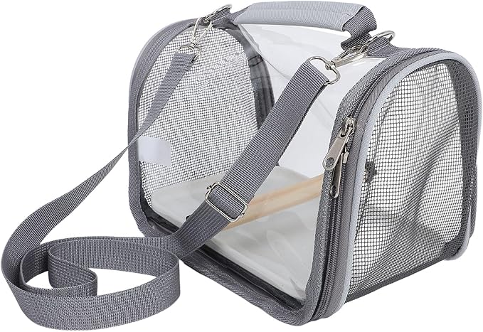 Abaodam Portable Small Bird Travel Cage with Wood Perch and Soft Mat, Handheld Pet Carrier Bag for Parakeet Conure Budgie, Lightweight Bird Carrier for Hiking and Vacation Trips