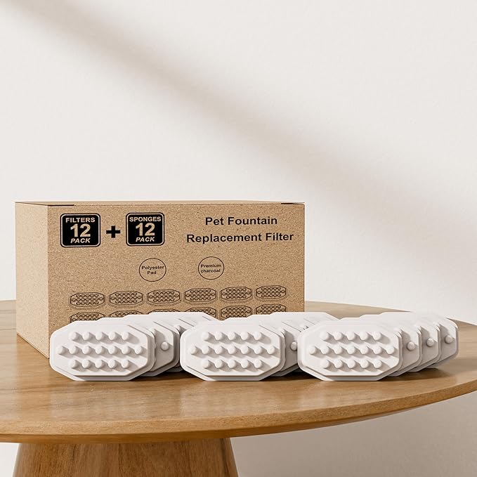 Official Cat Fountain Filters (12 Filters +12 Sponges)