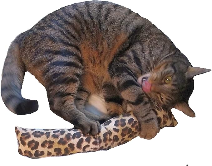 Refillable 15" Catnip Cat Kicker Toy Filled with 1 oz Canadian Catnip, Cheetah