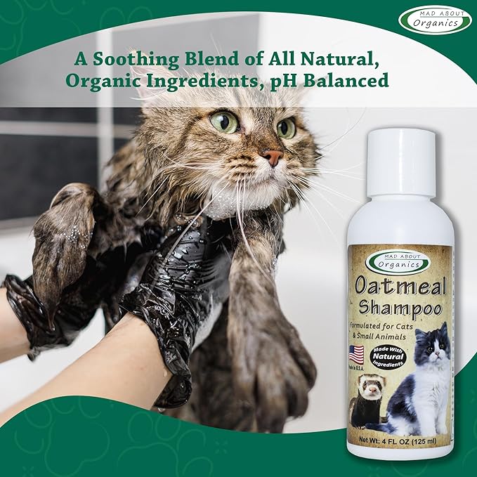 Oatmeal Shampoo for Cats & Small Pets – Gentle, Balanced Formula for Skin & Coat Health – Comforts Dry Skin Care for Small Pets 4 Weeks & Up, Including Pregnant Pets – 4 oz