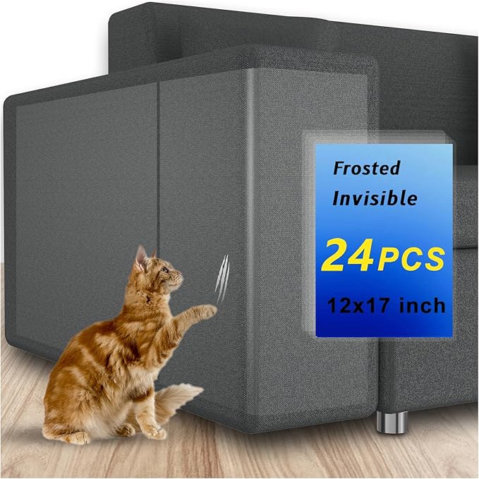 Anti Cat Scratch Furniture Protectors from Cats Scratching Stop, 24 Pack Self-Adhesive Single Side Couch Sofa Corner Protector from Cat Claws
