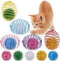 Jecery 5 Pcs Cat Spring Toys Stretchable Rolling Balls Colorful Playful Coils Interactive Action Toy Caged Rats for Kitten Pet Supplies (Glitter Balls,Multicolor)