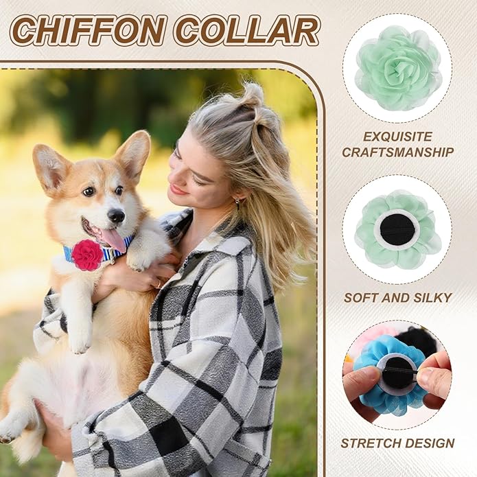 Dog Collar Flowers, Pet Flower Charms Soft Chiffon Cat Collar Bow Tie Floral Grooming Supplies, Intended for Dog