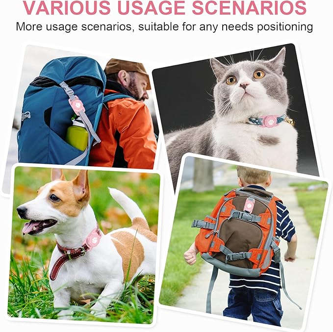 Smart Pet Tracker for Collar - Dog Trackers Pet Location Tracker with Holder, No Monthly Fee, Compatible with Apple Airtag Find My (iOS Only, Not for Android), Anti-Lost Device for Pets, Bag Straps