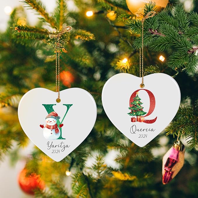 Name Ornaments for Christmas Tree, Personalized Christmas Ornaments, Custom Initial A-Z Monogram Ceramic Ornament 2026, Customized Gifts, Stocking Name Tags