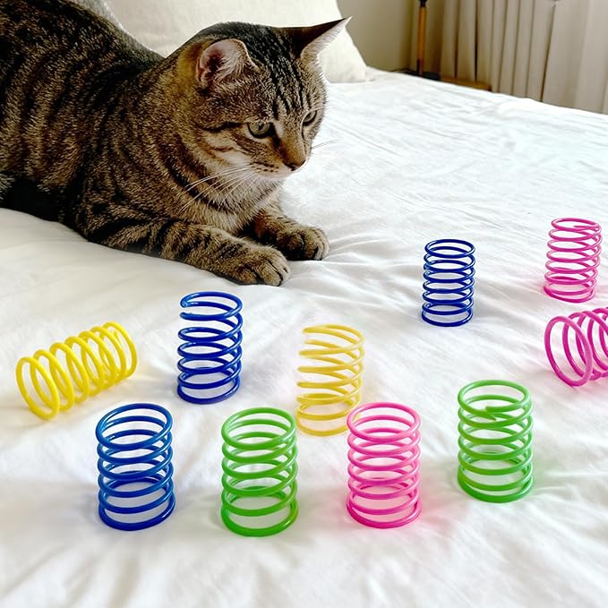 AGYM Cat Toys for Indoor Cats, 35 Packs Interactive Cat Toys Set with Colorful Springs, Mouse Cat Toy, Crinkle, Sisal, Pompom and Color Bell Balls for Kittens
