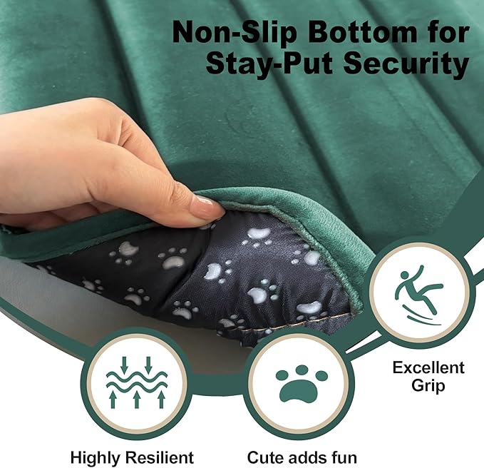 Dog Crate Pad, Ultra Soft & Anti-Slip Kennel Mat, Secure Fit for Metal Crates & Dog Cages, Washable Cozy Bed for Small Medium Large Dogs (Green, XS(18"*12"*1.5"))