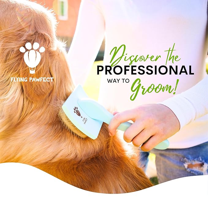 Premium Slicker Brush With Soft Massage Grooming Stainless Steel Pins - For Dematting, Shedding Fur, and Undercoat - Ideal Gift for Professional Pet Groomers - Long Slicker Brush (Coral, Curved Large)