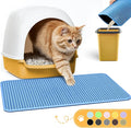 Cat Litter Mat - 30'' x 24'' Large Litter Trapping Mat, Easy to Clean Litter Box Mat, Waterproof, Urine-Proof, Non-Slip Kitty Litter Mats for Floor, Blue