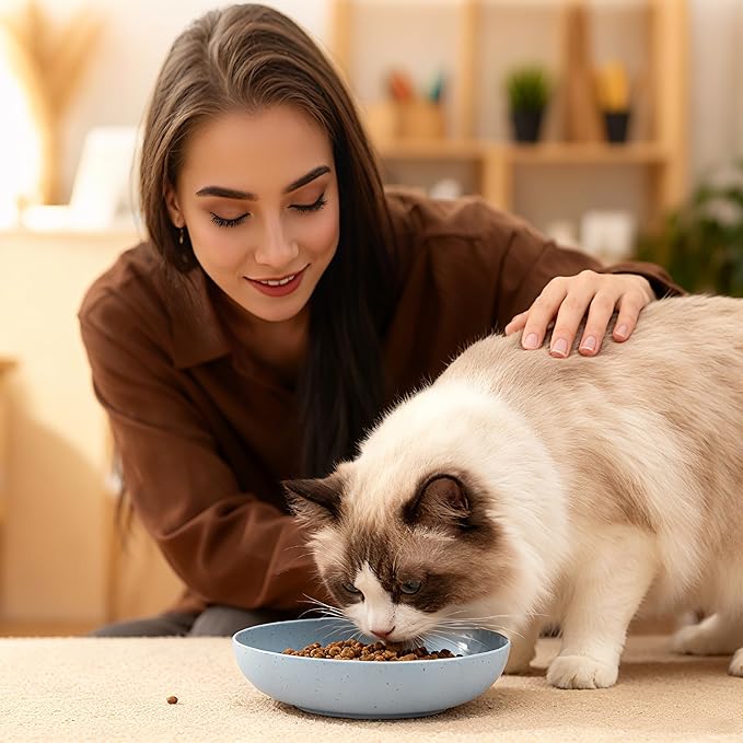 OLULU 10 Pack Cat Bowls, Whisker Friendly Kitten Dishes, Durable Wheat Straw Cat Food Bowls for Indoor Outdoor Cats