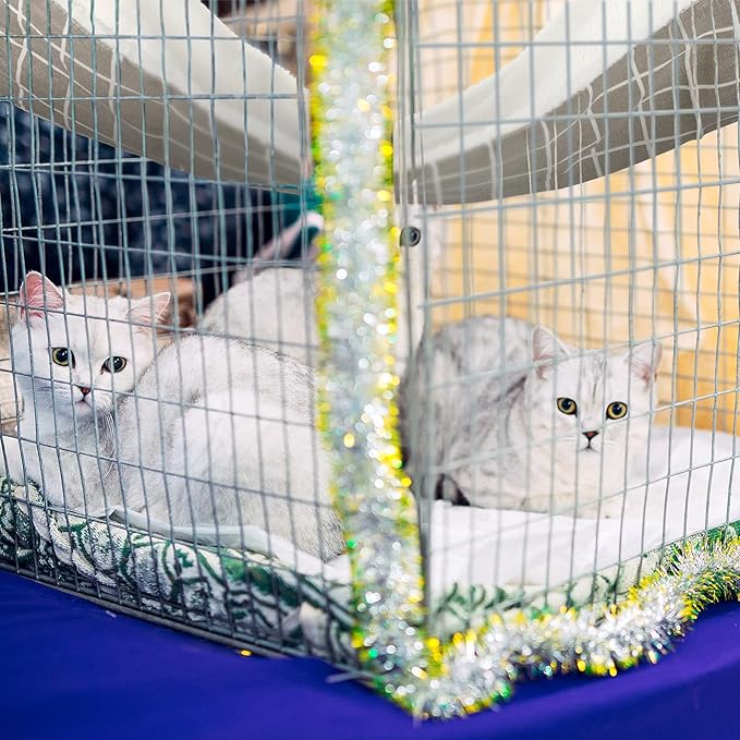 Jetec 2 Pieces Reversible Cat Hanging Hammock Soft Breathable Pet Cage Hammock with Adjustable Straps and Metal Hooks Double Sided Hanging Bed for Small Dogs Rabbits(Cat and Plaid,L)