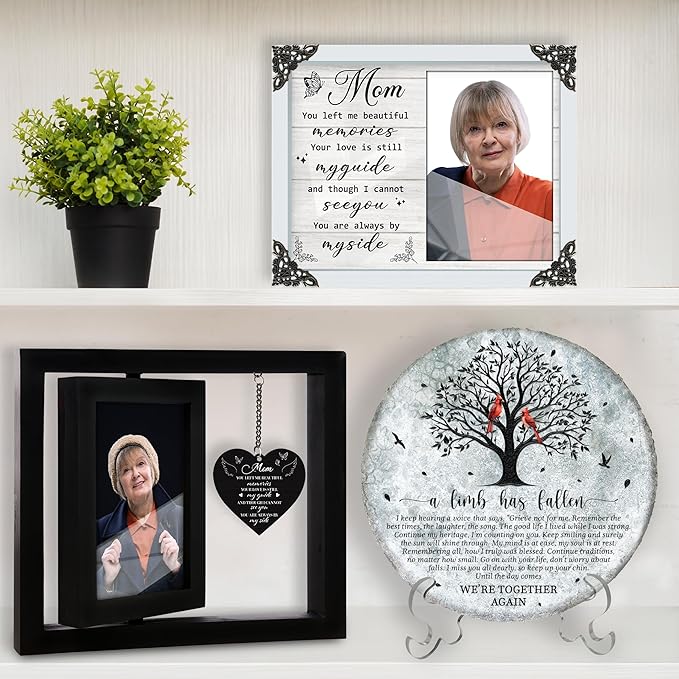 Remembrance Memorial Picture Frame 4x6 Photo Rotating Sympathy Remembrance Memory Gifts Idea Condolence for Loss of Mom Mother Mommy Mama Desktop Display Black HR1-MOM-BLA