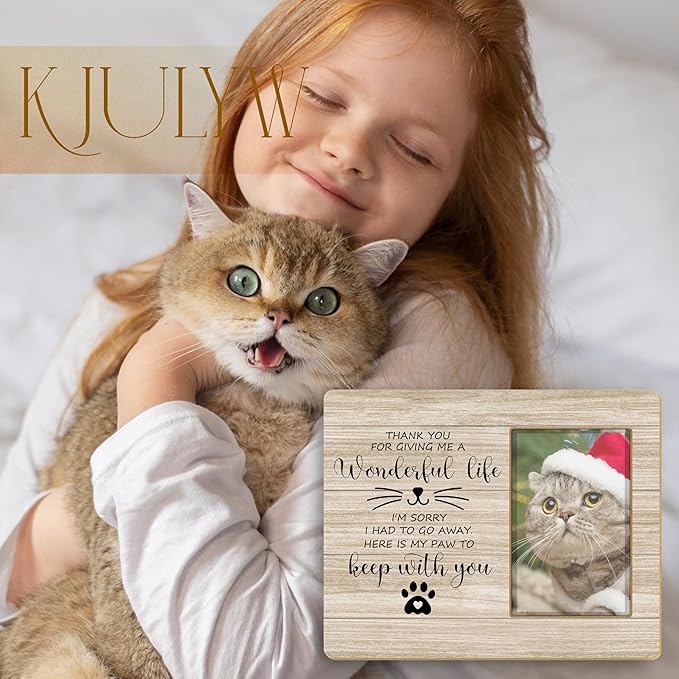 Cat Memorial Gifts 4x6 Picture Frame, Pet Memorial Remembrance Gifts for Cats, Loss of Cat Sympathy Gift Picture Photo Frames for Desk Tabletop Wall Decoration