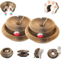 Kitty Curlz Cat Toy, Magic Organ Cat Interactive Scratcher Cardboard with Bell Ball, Foldable & Changeable Accordion Shape Exercise Anxiety Relief Toy for Indoor Cats(2PCS)