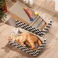 Conlun Cat Scratcher Box with 4 Scratching Pads&2 Separate Cardboard Boxes,2-in-1 Cardboard Cat Scratch for Multiple Kitten Interactive Play,Checkered(Ball & Fish Catnip Toy Included)