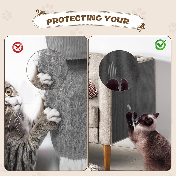 Eunice Cat Scratching Mat, Self-Adhesive Cat Scratch Carpet, Trimmable Replacement Carpet Pad for Tree Wall Cat Scratching Post DIY Couch Protector (Dark Gray, 78.7"x15.8")