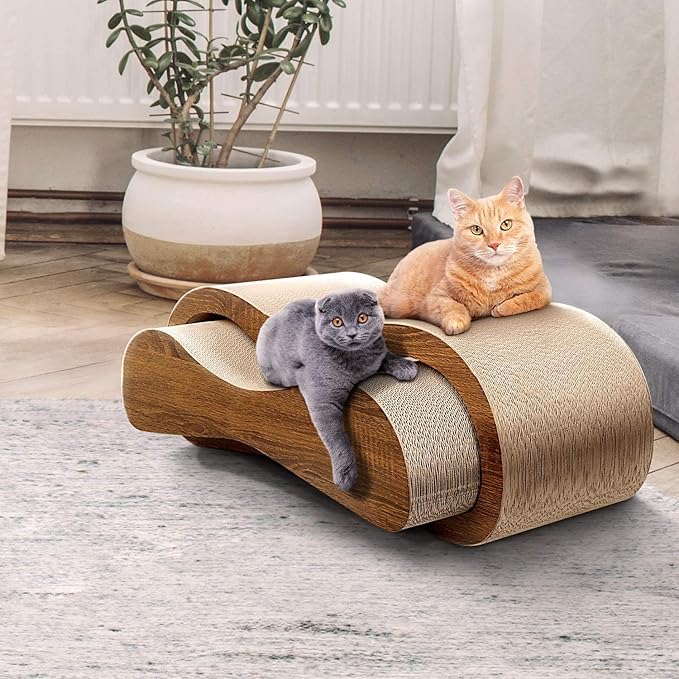 Simple Delxue Cat Scratcher,2 in 1 Cat Scratching Board,Cat Cardboard,Scratch Lounger,Large,27.56 x9.45 x8.86 inch