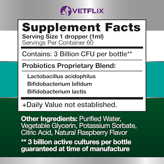 Premium Probiotics for Dogs & Cats - Digestive Enzymes & Prebiotics Supplement - Supports Digestive Health & Gut Balance - 2 Fl Oz