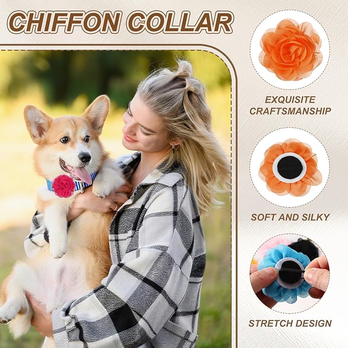 Dog Collar Flowers, Pet Flower Charms Soft Chiffon Cat Collar Bow Tie Floral Grooming Supplies, Intended for Dog