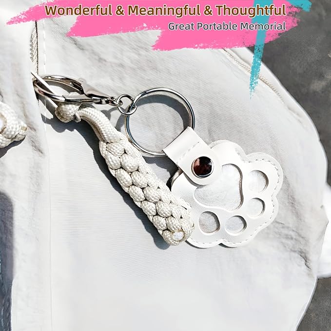 Pet Hair Storage Keychain, Dog Cat Fur Container Collector Keepsake, PU Leather Memorial Keyring, Collar Bag Charms