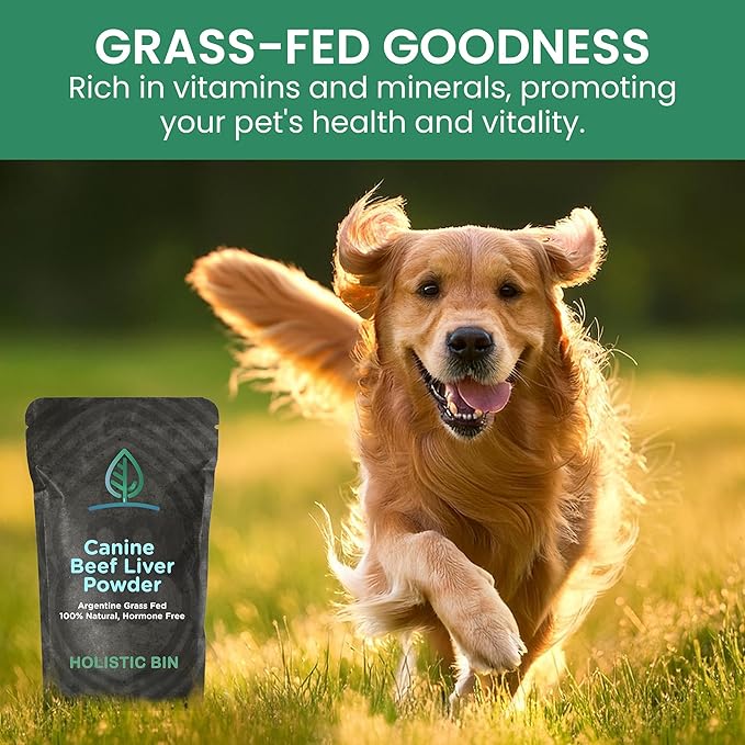 Holistic Bin Canine Beef Liver Dog Food Toppers | Supplement Powder with Iron, B-Complex & Vitamin A | Daily Pet Meal Essentials | for Shiny Coat and Skin Health & Overall Wellness | Beef Liver (50g)