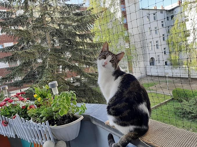 Cat Balcony Net, Pet Safety Fence for Balcony/Stairs/Window - Transparent Nylon Mesh Anti-Fall Netting for Dogs & Cats