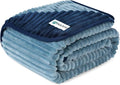 PetAmi Waterproof Dog Blanket, Leakproof Pet Blanket for Small Medium Large Dogs, Reversible Furniture Bed Sofa Couch Cover Protector, Plush Striped Pet Throw for Indoor Cat, 60x80 in, Navy Blue