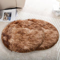 2PCS Round Plush Pet Mat Thin Style Pad Mat for Cats, Small Dogs, Rabbits, Guinea Pigs, Washable Soft Sofa mat, for Crate Cat Tree Tower Window Perch (Brown, Small (15.8inch) - 2pcs)