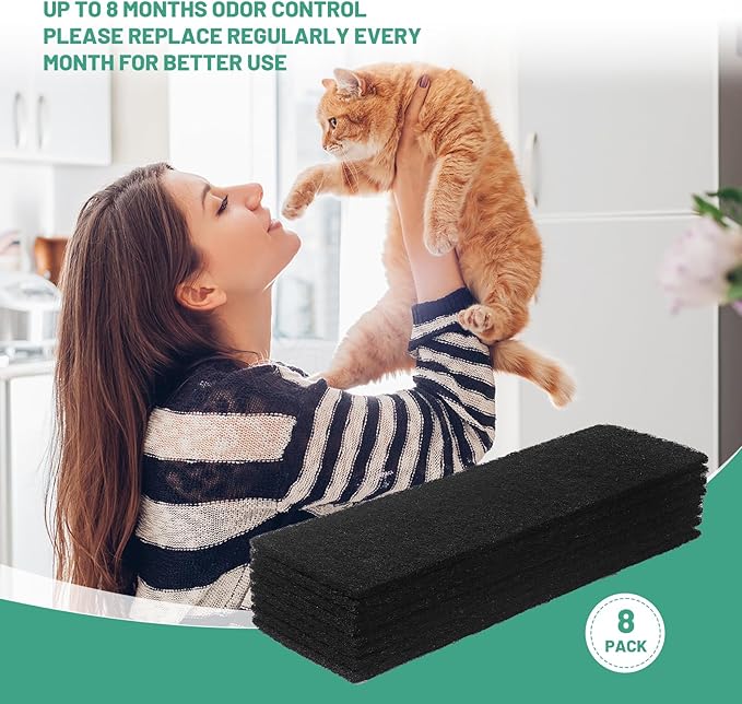 8 Pack Carbon Filters Compatible with Litter-Robot 3,Replacement Activated Charcoal Filters Fit for Litter Robot 3 Accessories,Thickened and Durable,Eliminate Odor and Controls Moisture on Pet's Body