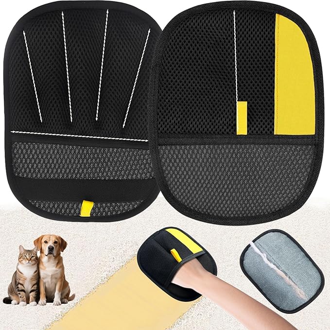 2 Pcs Electrostatic Pet Hair Removal Glove, 2025 Newly Magic Brush Pet Hair Remover for Dogs & Cats, Reusable Animal Fur Grooming Tool for Cleaning Hair on Furniture, Couch, Car Seats, Carpet