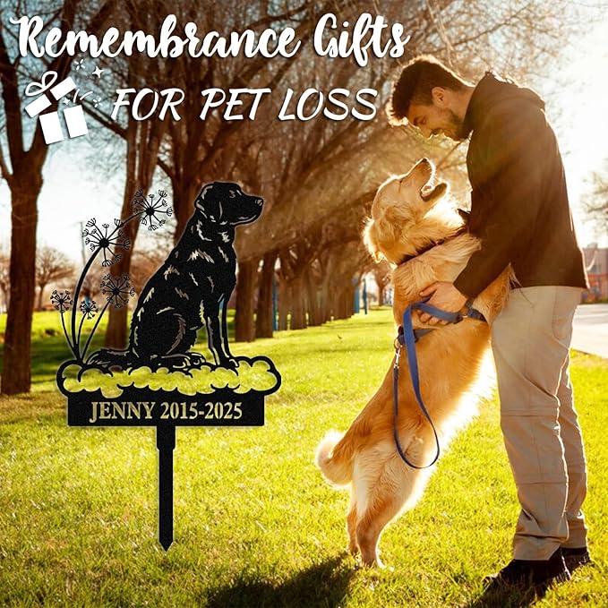 Personalized Pet Graves Marker Dog, Custom Pet Headstone, Waterproof Memorial Plaques for Outdoor, Pet Cemetery Markers Yard Decor, Memorial Garden Stakes, Dog Remembrance Gift Color07